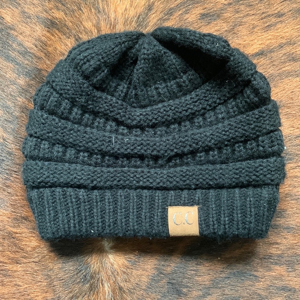Womens Black CC Beanie